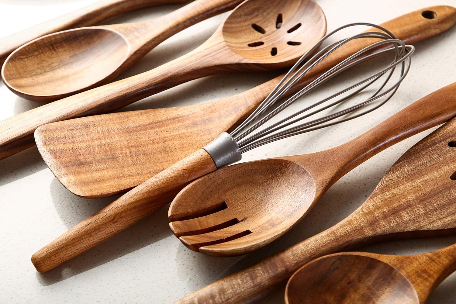 Tmkit – Juego de 8 utensilios de cocina de madera, espátula y cucharas de madera dura, antiadherentes, duraderas, para cocinar