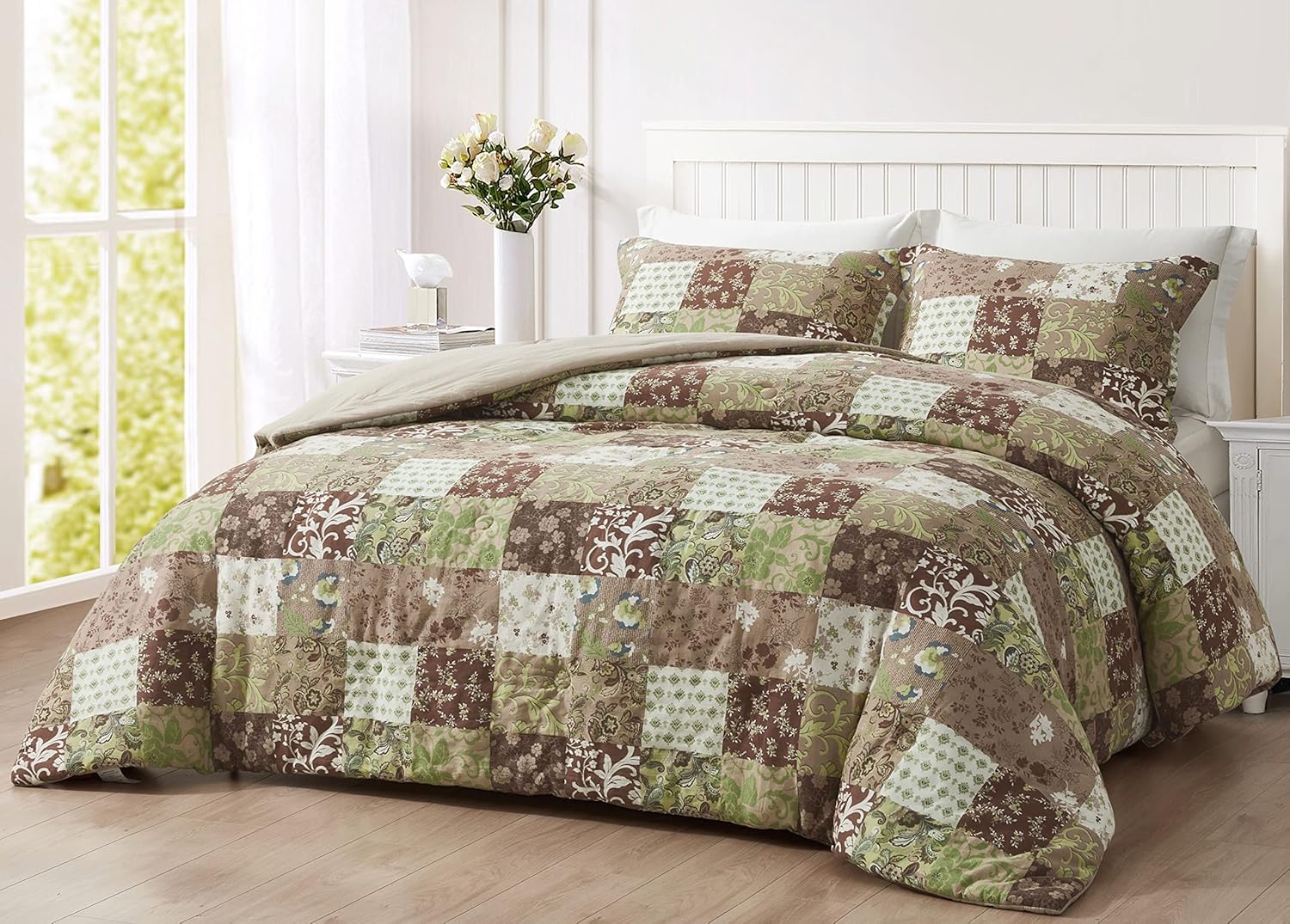 Chezmoi Collection Leilani – Juego de edredón de algodón lavado bohemio de 2 piezas, tamaño individual, juego de ropa de cama bohemio marrón, gris