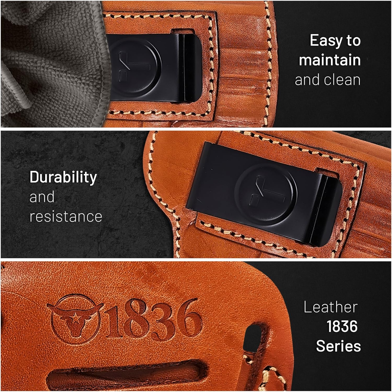Funda de cuero IWB para pistolas óptica lista. Funda de cuero para pistola Glock 26 27, Taurus G2C G3C, escudo de 0.354 in con láser CT. Funda de