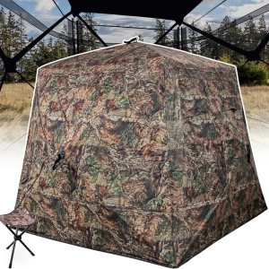 Persiana de caza en forma de T para 2-3 personas con taburete de caza de tres patas, persianas de tierra transparentes de 270 grados para caza de Persiana de caza en forma de T para 2-3 personas con taburete de caza de tres patas, persianas de tierra transparentes de 270 grados para caza de