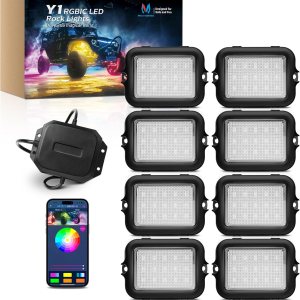 MICTUNING Y1 RGB+IC Dream Color – Kit de luces LED de roca  8 cápsulas de luces subterráneas para camiones con efecto de persecución, kits de luz de MICTUNING Y1 RGB+IC Dream Color – Kit de luces LED de roca  8 cápsulas de luces subterráneas para camiones con efecto de persecución, kits de luz de