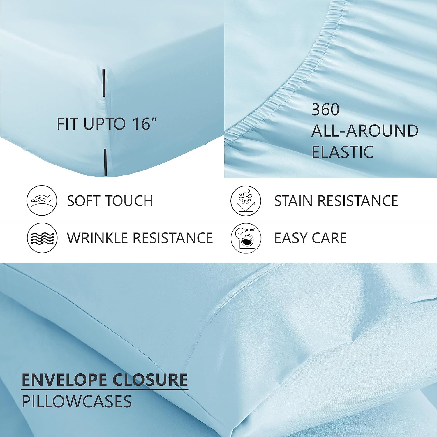 American Home Collection Juego de sábanas de 4 piezas tamaño Queen, microfibra extrasuave, transpirable, resistente a las arrugas y a la