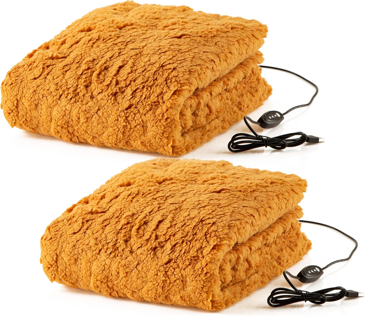 Stalwart Paquete de 2 mantas térmicas de sherpa alimentadas por USB para viajes, hogar, oficina o campamento, accesorios de invierno para automóvil