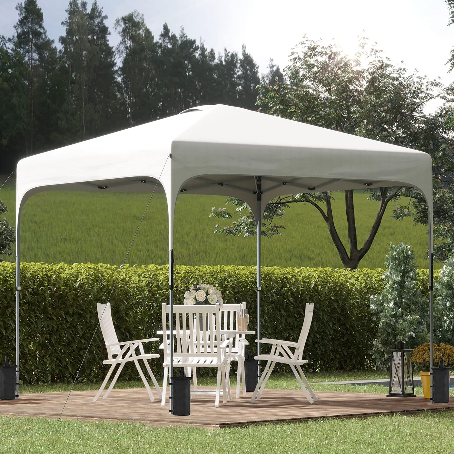 Outsunny Tienda de campaña desplegable de 10 x 10 pies con bolsa de transporte con ruedas y 4 bolsas de arena, refugio solar instantáneo, tiendas de