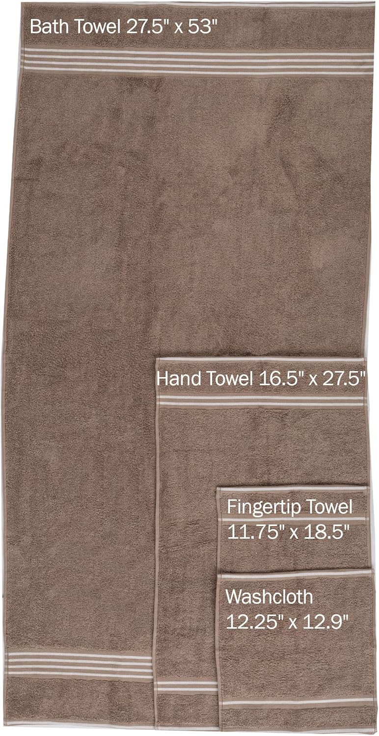 Lavish Home Rio – Juego de toallas de 8 piezas, 100 algodón, color gris pardo