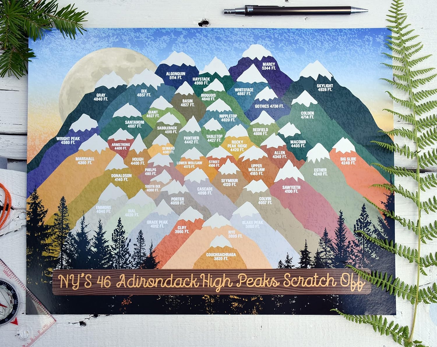 AdirondacksHikerHikingHigh PeaksADK 46er Scratch off 46er JournalMappeakquest 11 x14″ Hiking Supplies and Accessories