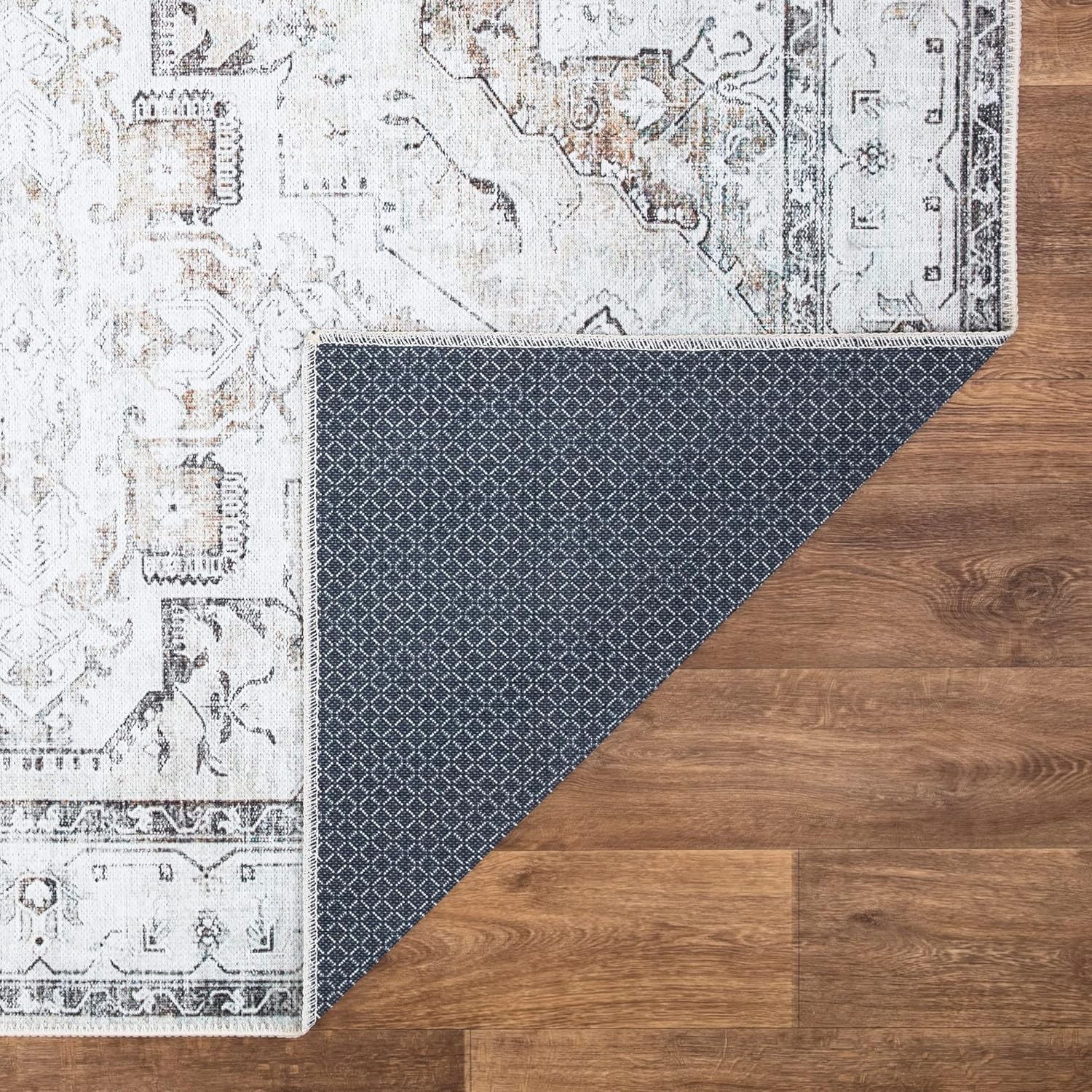 Bloom Rugs Alfombra de pasillo lavable antideslizante de 12 pies  marrónbeigecarbón tradicional para entrada, pasillo, baño y cocina, tamaño exacto