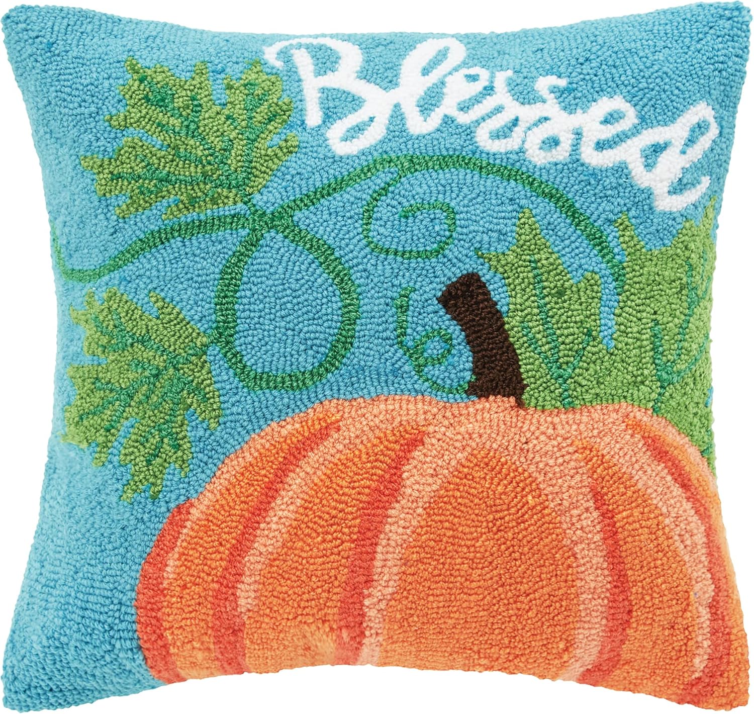 C&F Home Blessed Pumpkin – Almohada con gancho (18 x 18 pulgadas), color azul