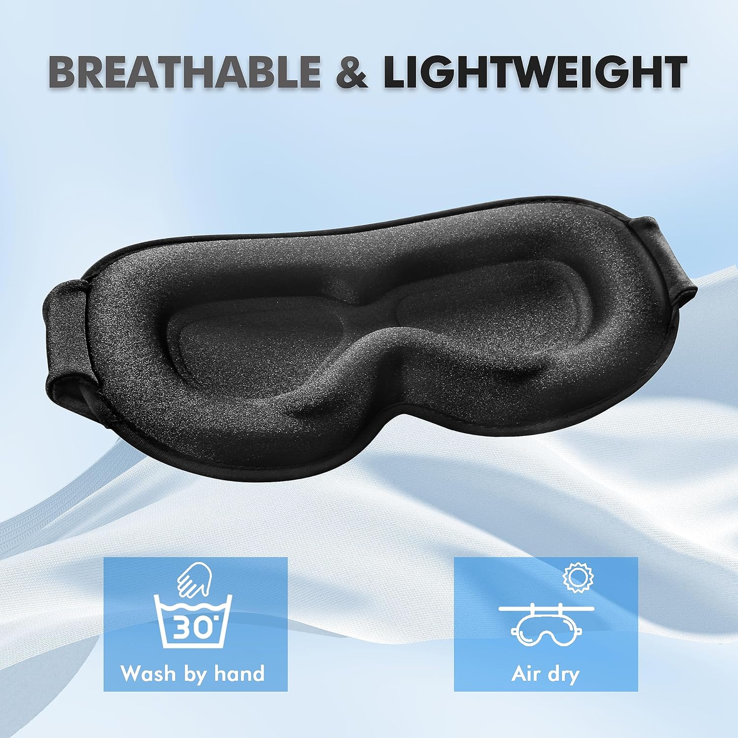 Máscara de dormir para dormir de lado, máscara de ojos mejorada con copa contorneada 3D, bloqueo de luz, máscara de ojos con correa ajustable,