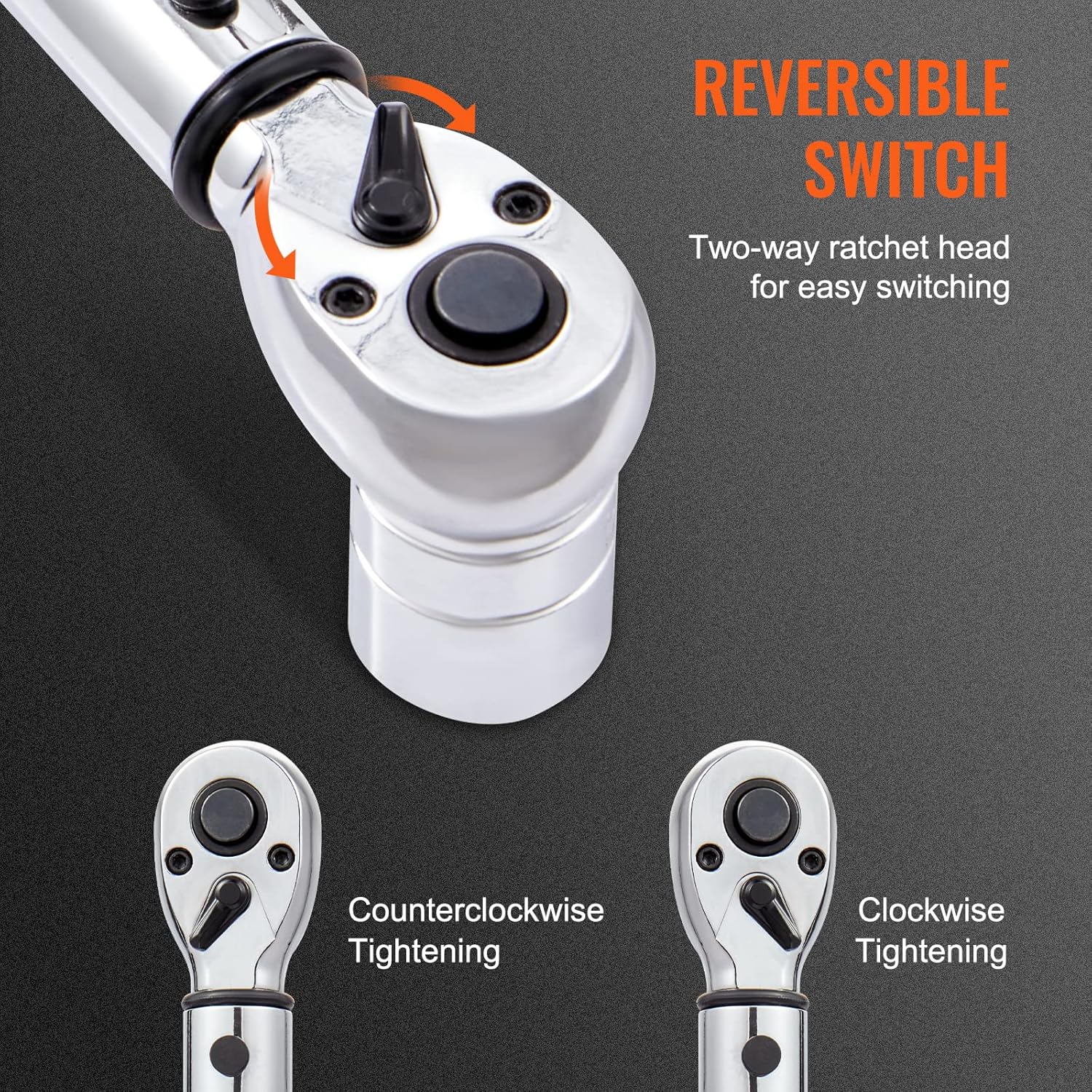 VEVOR Llave dinamométrica de clic de 14 pulgadas, 20-200in.lb3-23n.m básculas mecánicas de doble rango, doble dirección ajustable con adaptadores de
