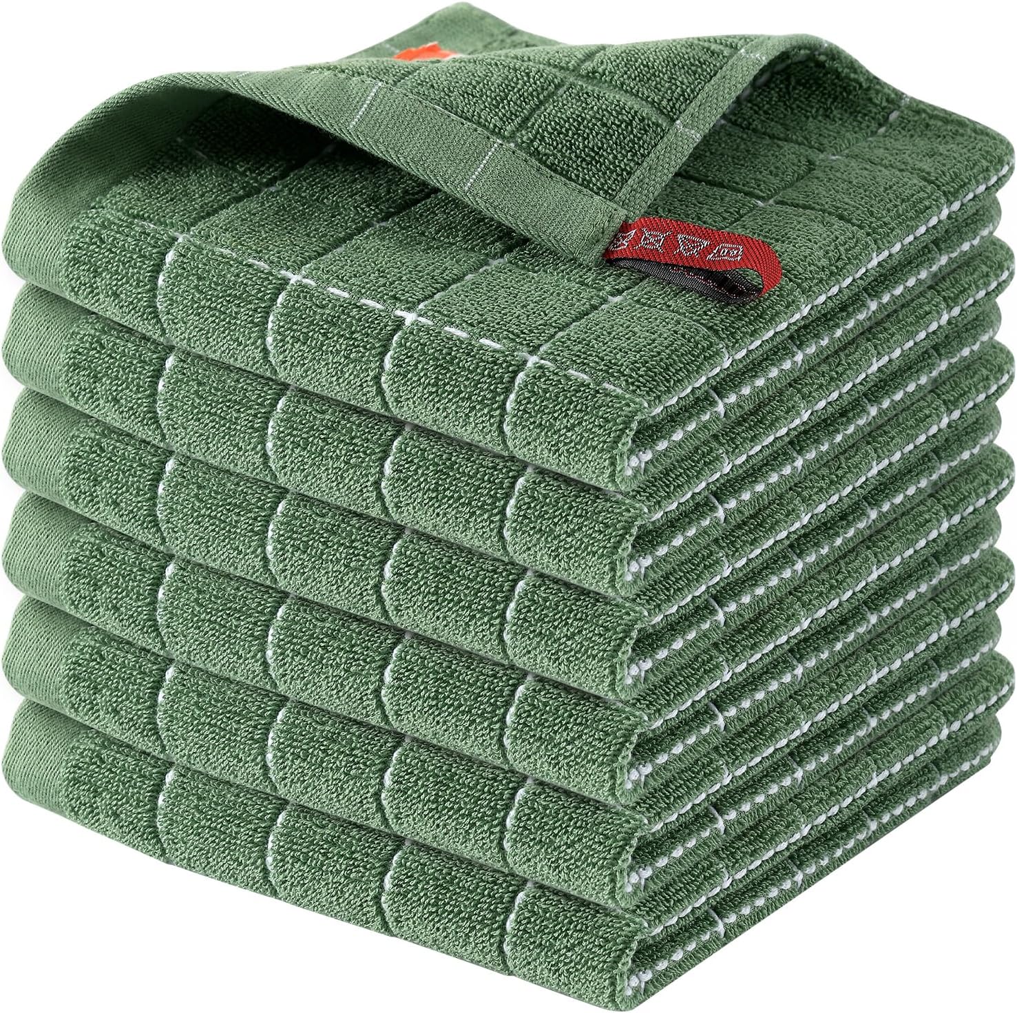 Homaxy Paños de cocina de rizo de algodón 100%, ultra suaves y absorbentes, adecuados para secar y lavar platos, paquete de 6, 12 x 12 pulgadas,