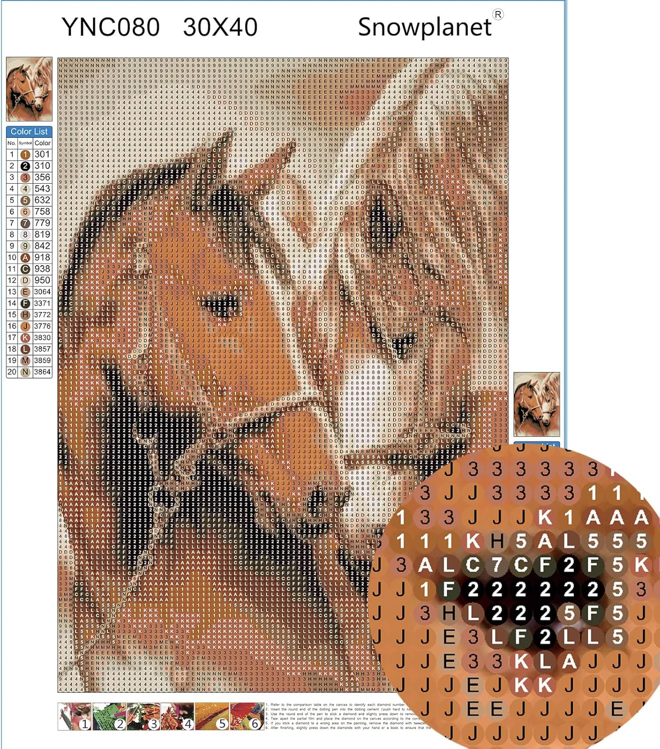 Snowplanet Pintura de mosaico de diamante de caballo – Kit de pintura de mosaico de diamante de taladro completo, kits de arte de diamantes para