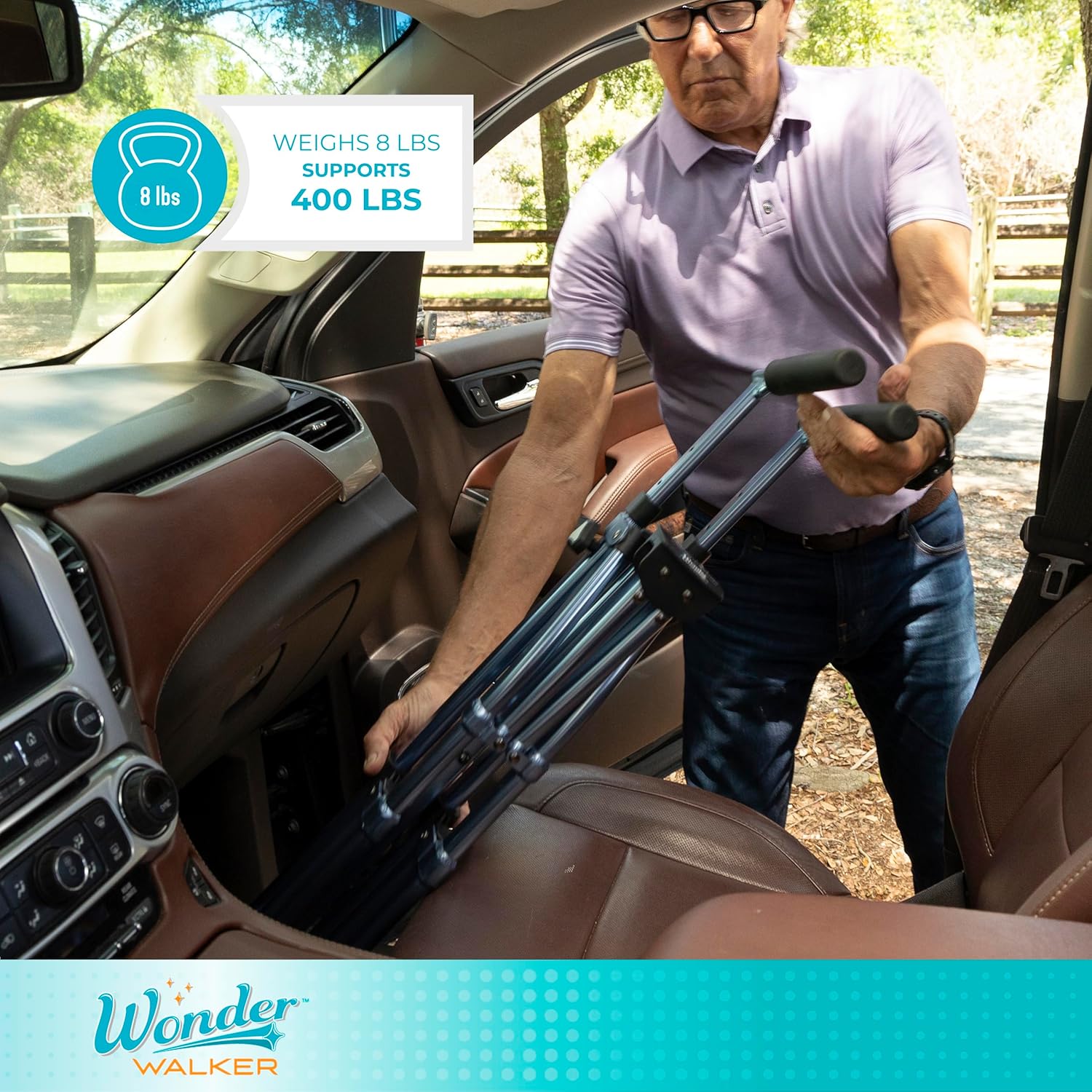 Stander Wonder Walker – Andador ligero y plegable que ahorra espacio para adultos, personas mayores y ancianos, andador de viaje compacto con ruedas