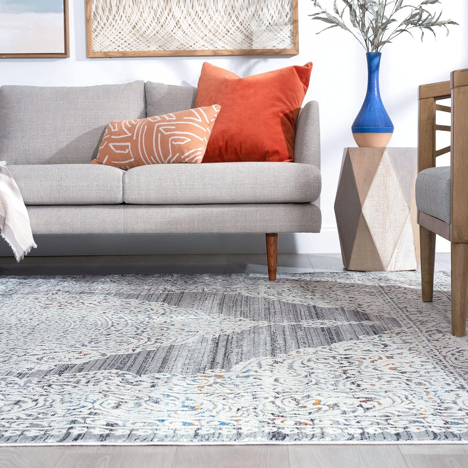 Veda – Alfombra de área gris de 5 x 7, 5 x 7, alfombra para sala de estar, comedor, dormitorio, alfombra de cocina o entrada, alfombras para sala de