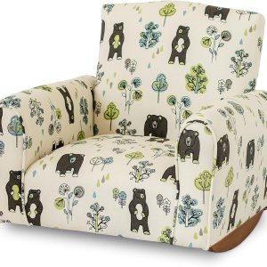 Silla para niños, sillón tapizado para niños pequeños, mecedora para niños (estampado de osos y árboles, mecedores), 19 pulgadas de profundidad x 21 Silla para niños, sillón tapizado para niños pequeños, mecedora para niños (estampado de osos y árboles, mecedores), 19 pulgadas de profundidad x 21