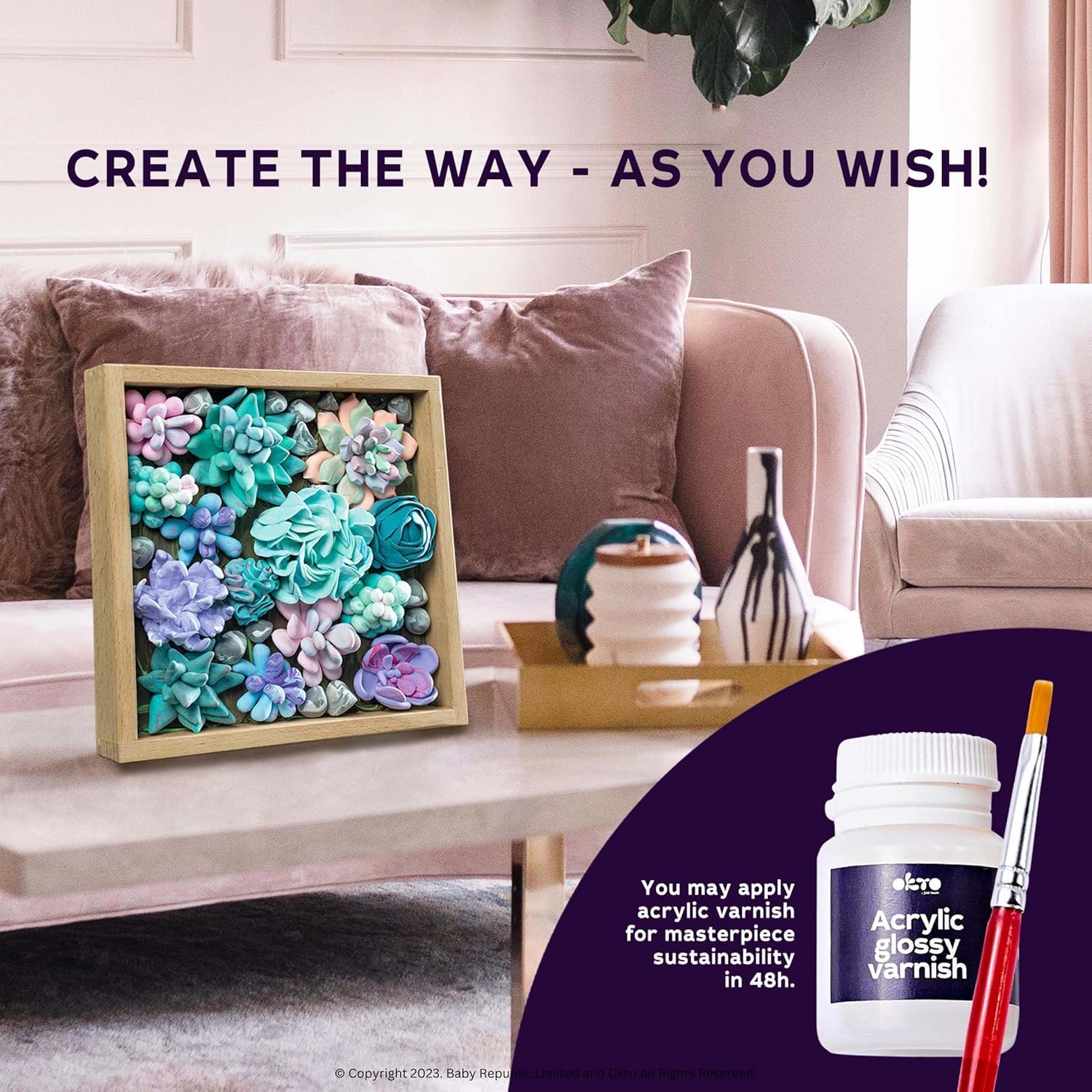 OKTO Kit de arte Ternerness Juego de arte de suculentas 3D para decoración de pared del hogar  Kits de manualidades para adultos y adolescentes