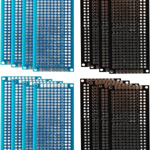 Kit de prototipo de placa PCB de doble cara, 24 unidades, 1.2 x 2.8 in, 2 tamaños, azul y negro, placa de circuito impreso universal de 2 colores Kit de prototipo de placa PCB de doble cara, 24 unidades, 1.2 x 2.8 in, 2 tamaños, azul y negro, placa de circuito impreso universal de 2 colores