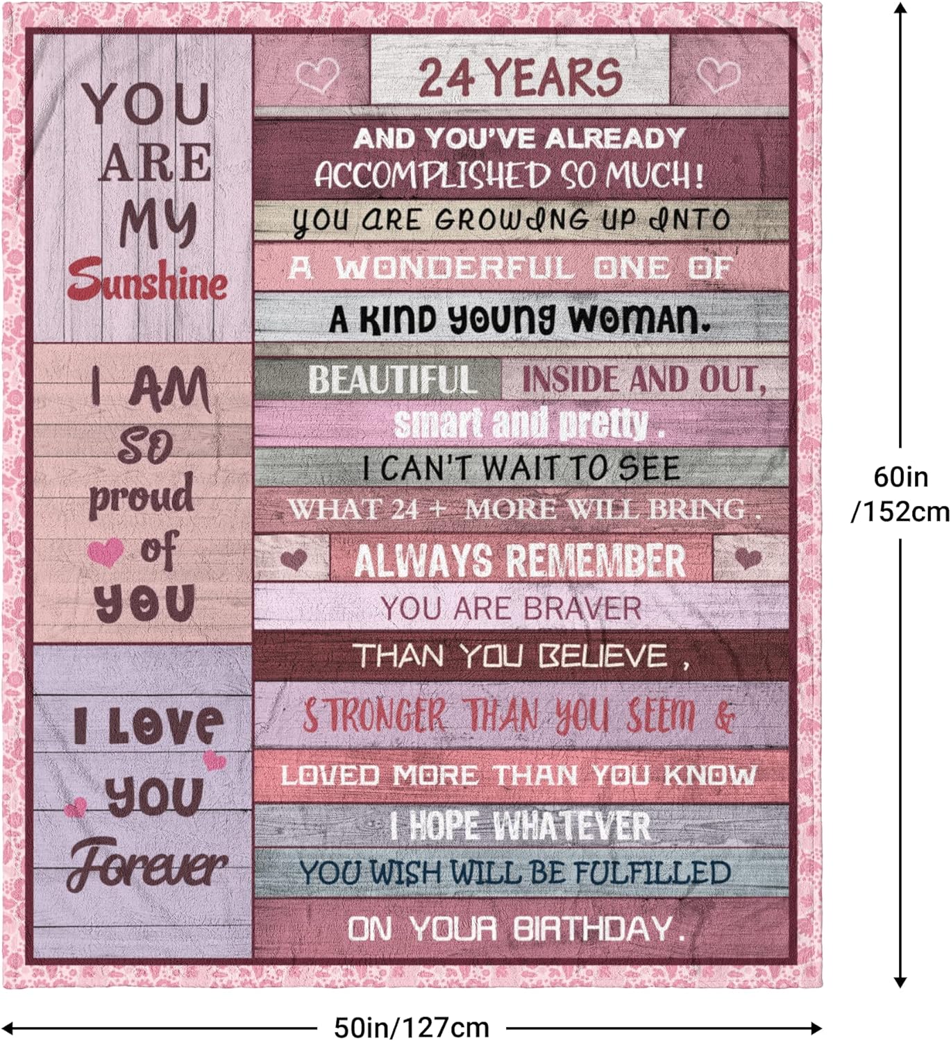 Regalos de cumpleaños número 24 para ella, manta de 60 x 50 pulgadas, decoraciones de cumpleaños 24  Regalos de 24 años para mujeres  Ideas de