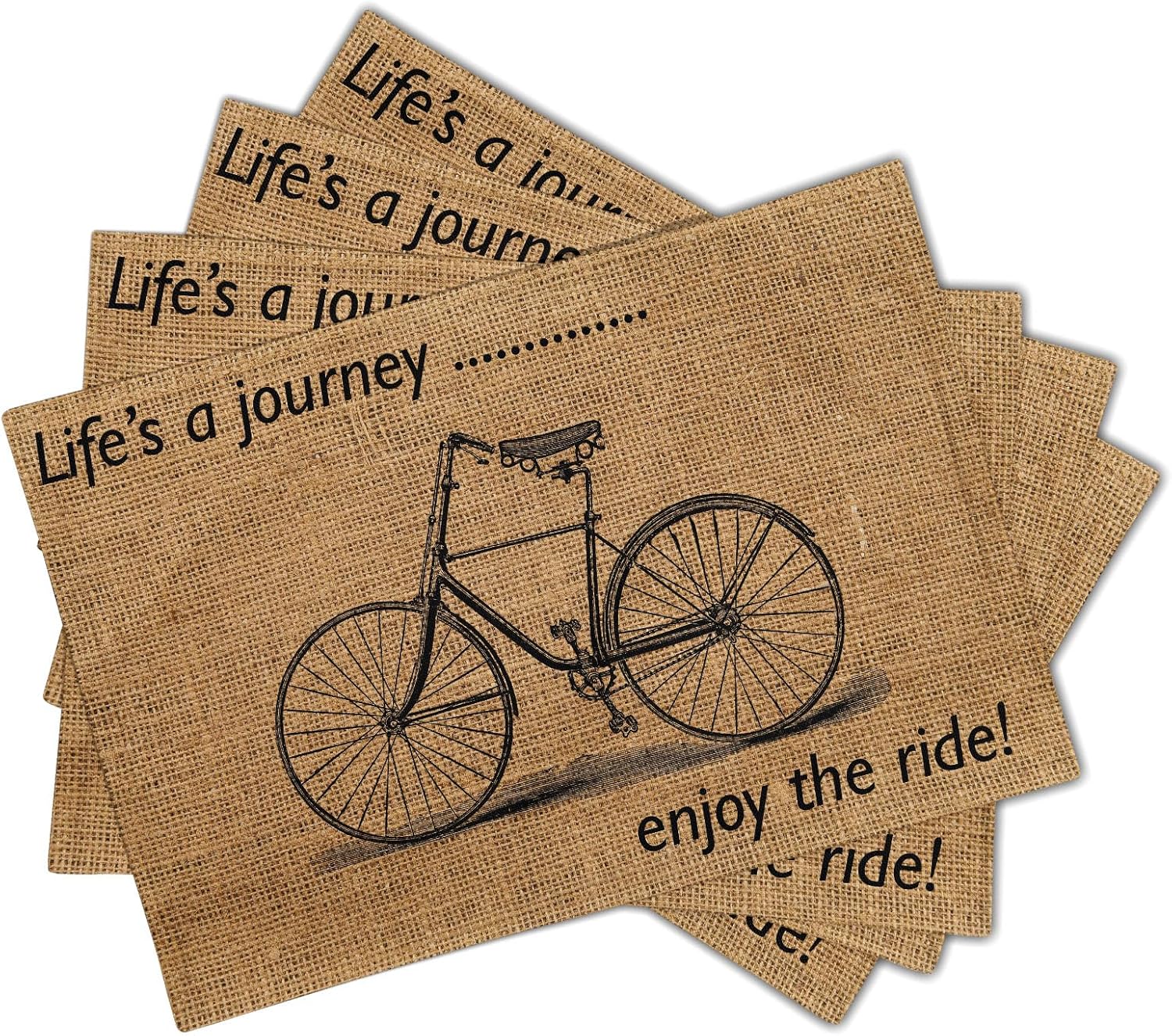 Juego de 4 manteles individuales vintage para bicicleta, 12 x 18 pulgadas, resistente al calor, mantel individual antideslizante para decoración de