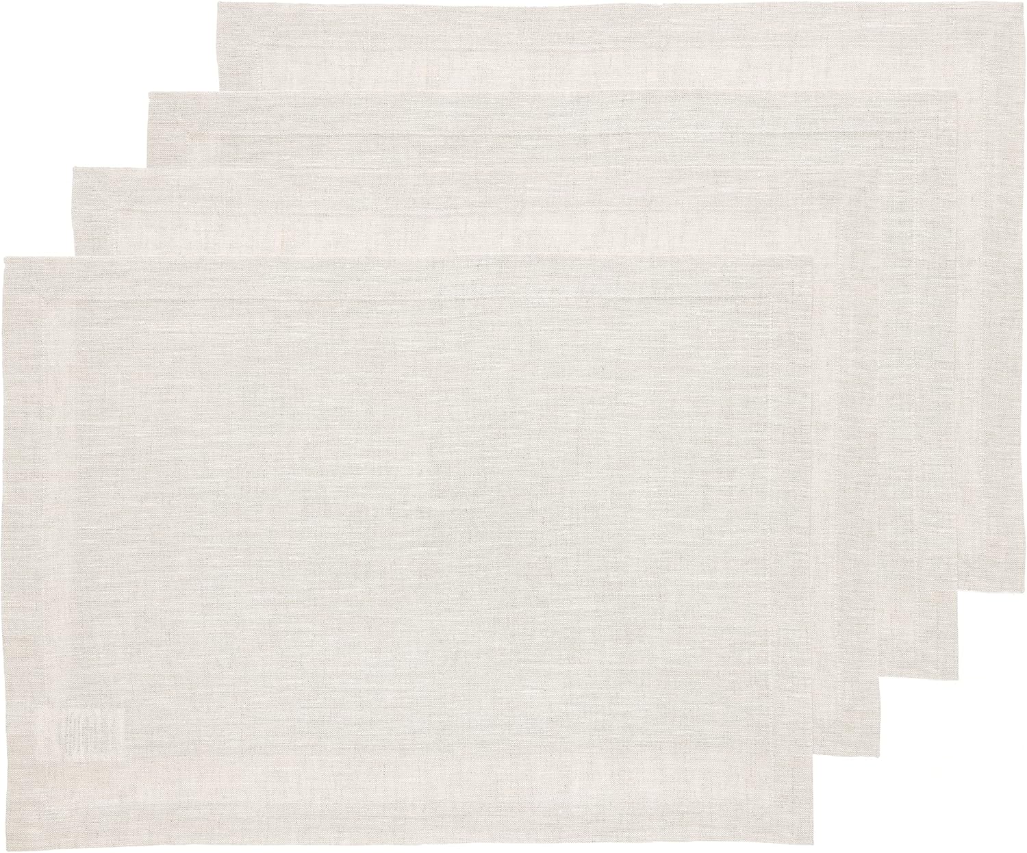 Solino Home – Manteles individuales de lino de 14 x 19 pulgadas, color natural claro, juego de 4, Athena, para Acción de Gracias, Navidad,