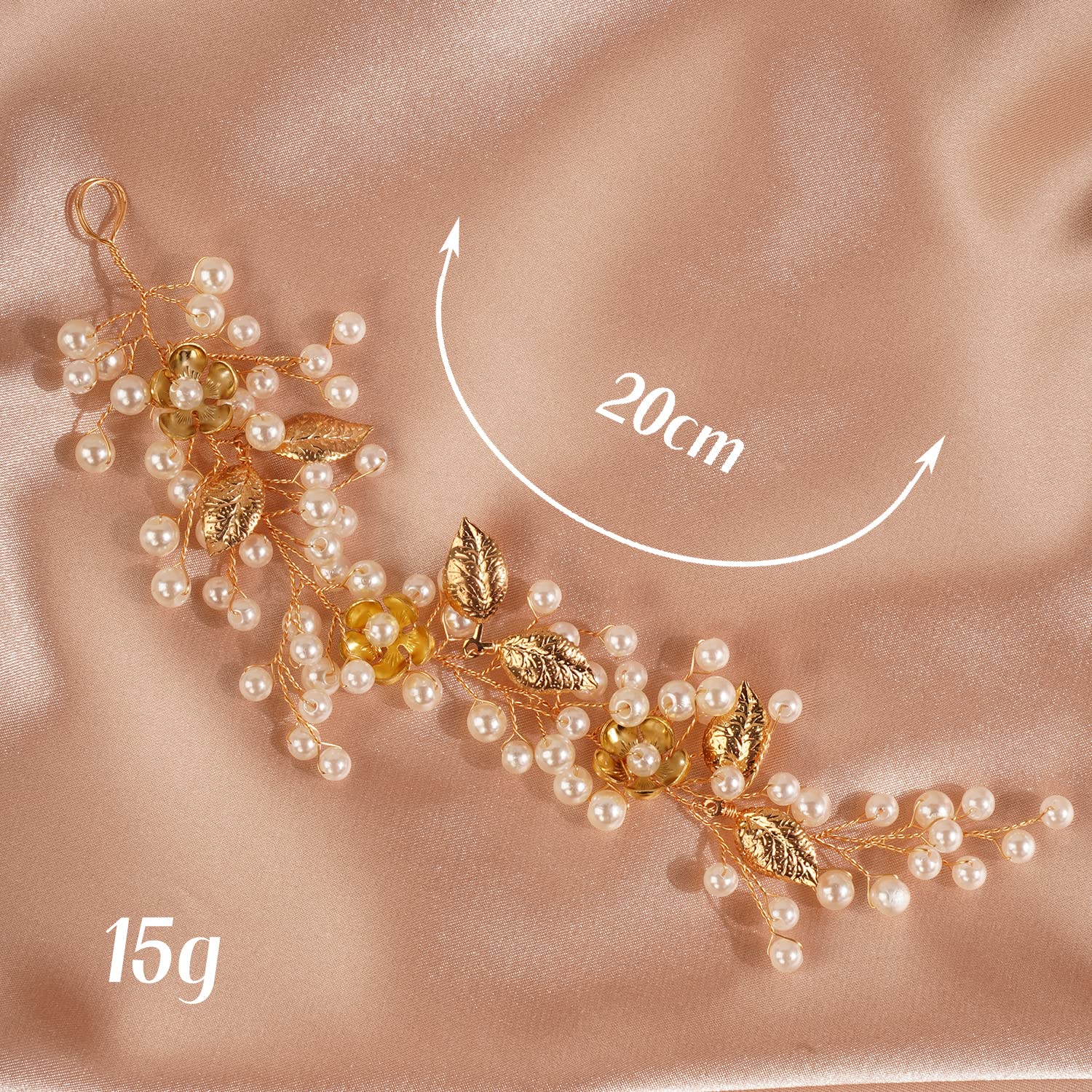 Diadema de boda dorada para novias, vides, perlas, hojas de flores, pelo de boda, para novias, vides, perlas, hojas de flores, pelo de boda para