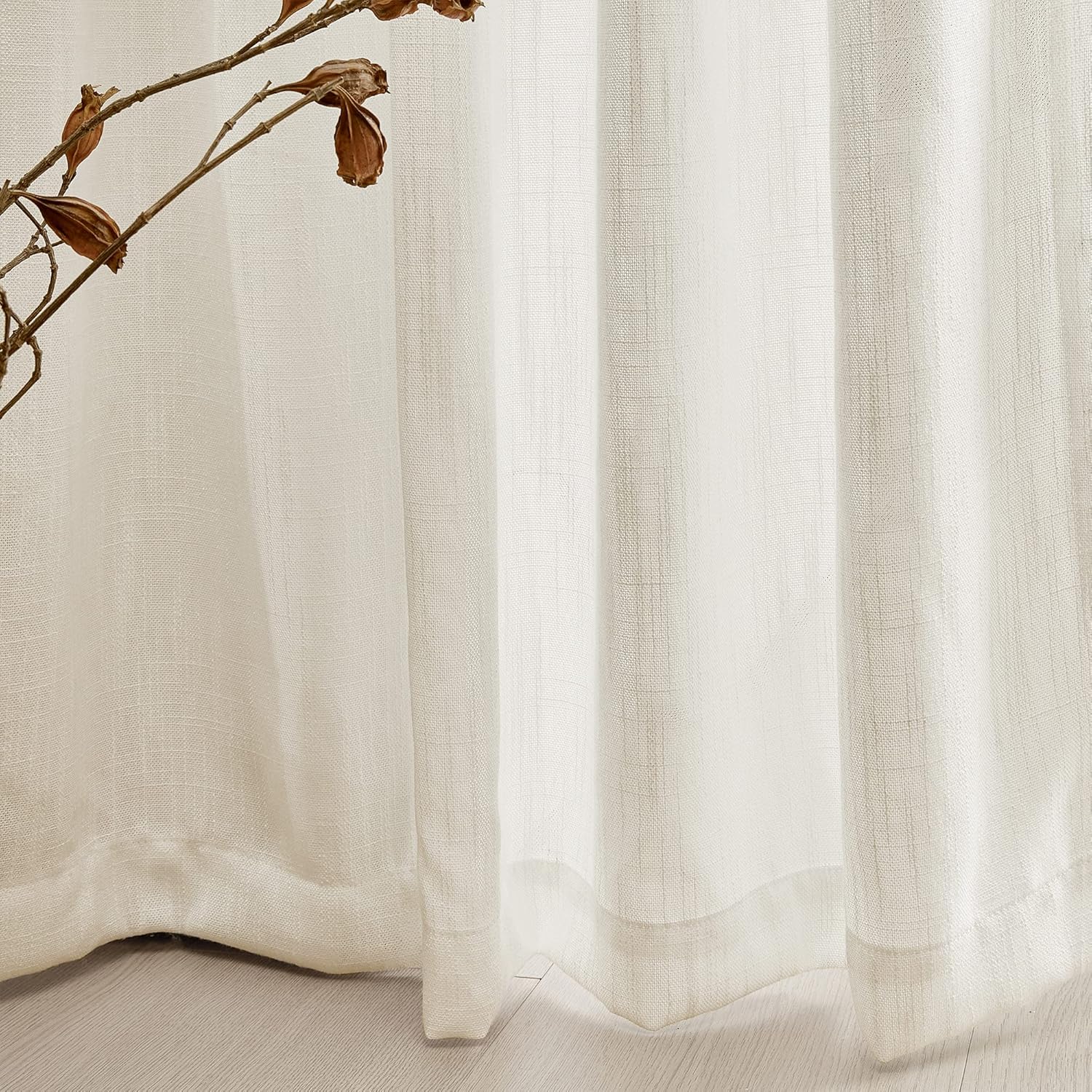 MYSKY HOME Cortinas de 63 pulgadas de largo, 2 paneles, cortinas bohemias traslúcidas suaves para dormitorio, cocina, estilo granja, cortinas