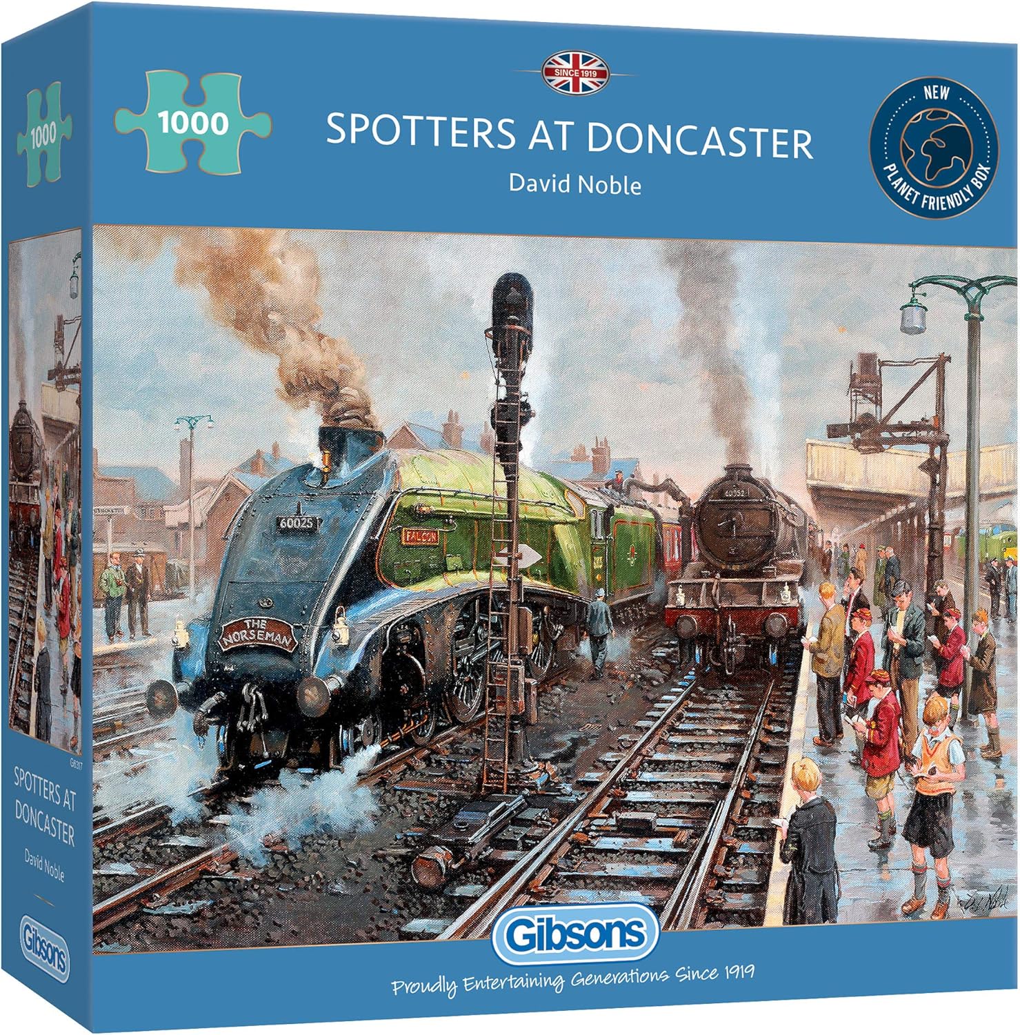 Spotters at Doncaster – Rompecabezas de 1000 piezas  Rompecabezas de tren  Rompecabezas sostenible para adultos  Tablero 100% reciclado premium