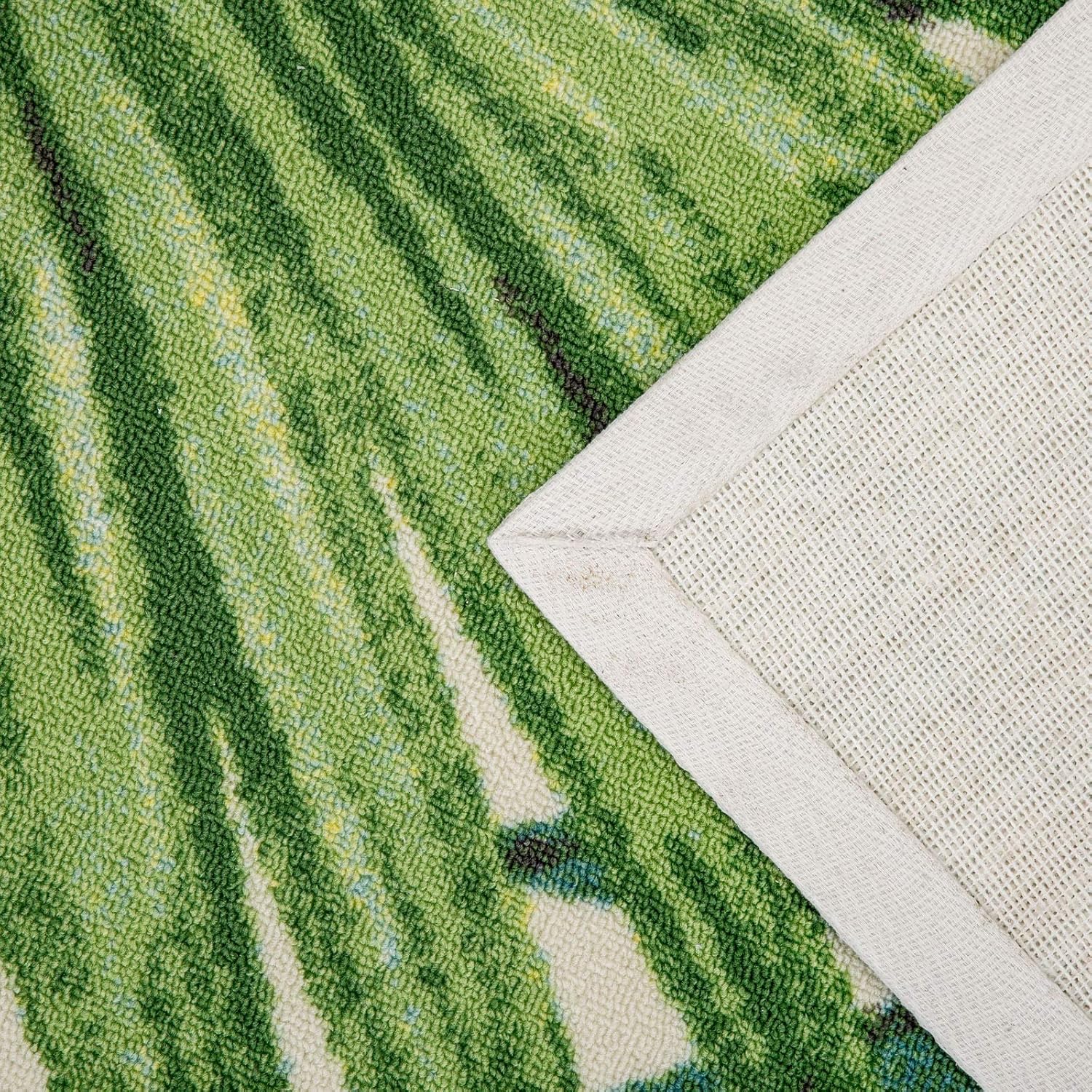 DECOMALL Alfombras de exterior para patio, terraza, porche, balcón, patio trasero, plantas tropicales, hoja de palmera, 3 pies 6 pulgadas x 5 pies 6