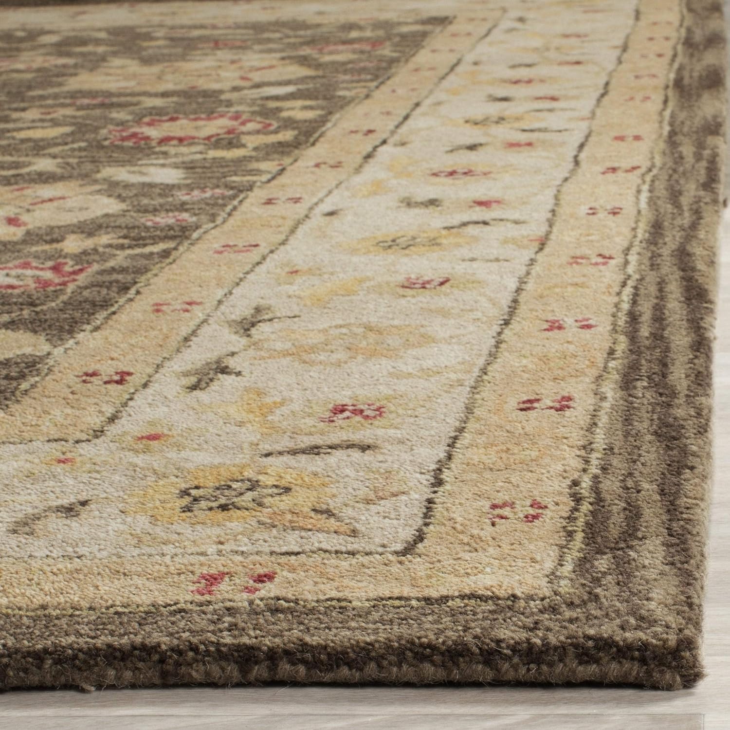 SAFAVIEH Antiquity Collection AT853A – Alfombra de lana tradicional oriental de primera calidad, 6 x 9 pies, color gris olivabeige