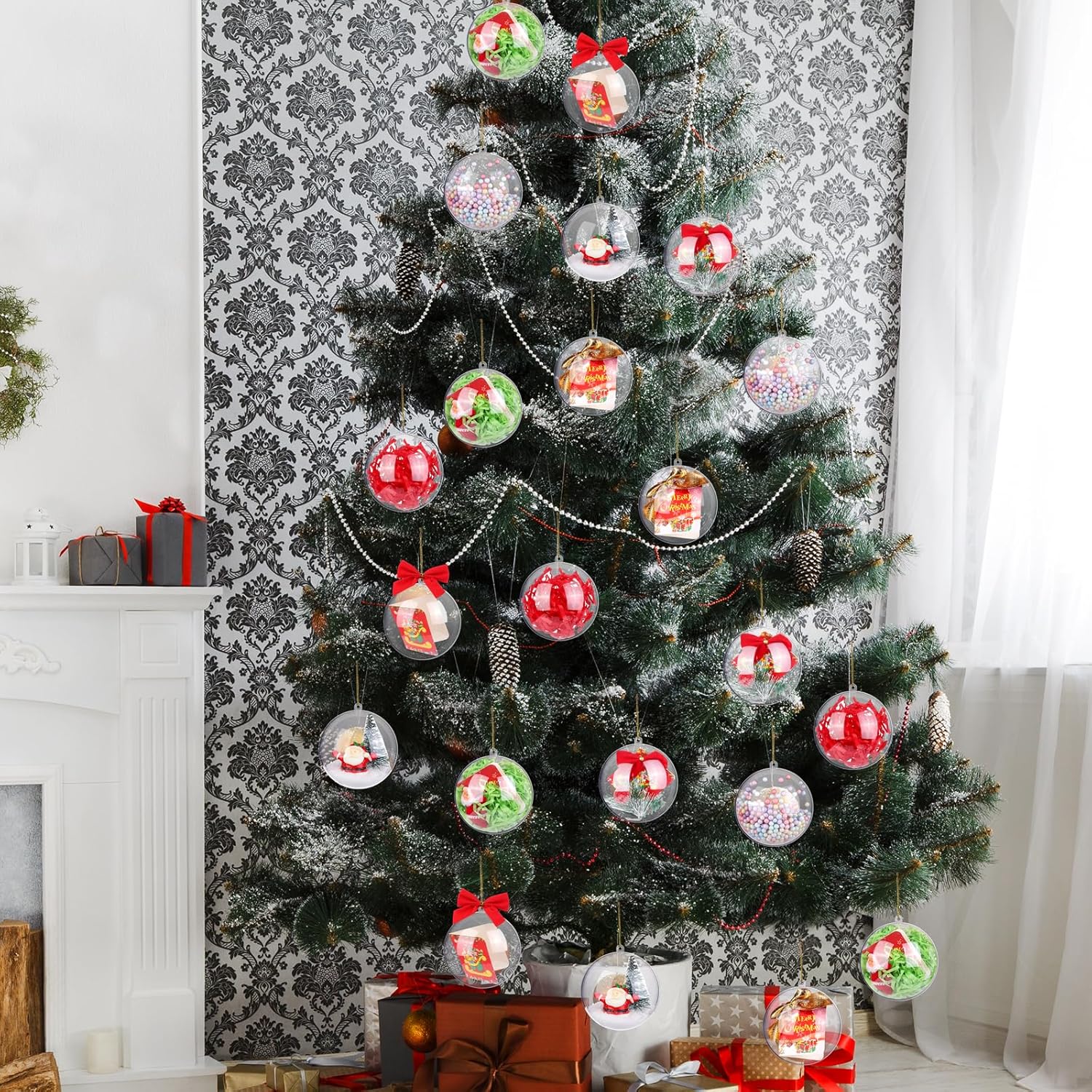 ANVAVO 100 bolas de plástico transparente rellenables de 3.150 in para Navidad, manualidades, adornos transparentes, inastillables, adornos