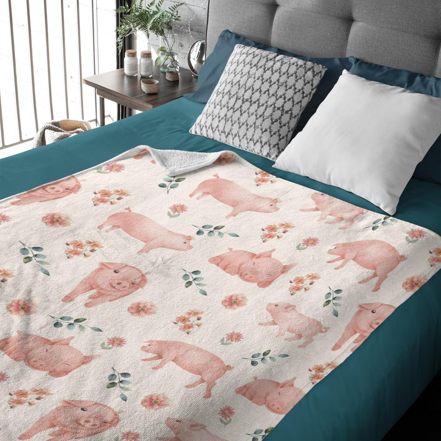 Manta de franela de cerdo súper suave, esponjosa, acogedora, con diseño fresco, ligera y cálida, regalo para todas las estaciones, para niños, cama,