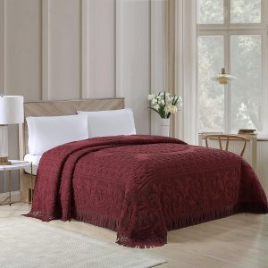 Beatrice Home Fashions – Colcha de felpilla con diseño de medallón, tamaño Queen, color borgoña Beatrice Home Fashions – Colcha de felpilla con diseño de medallón, tamaño Queen, color borgoña