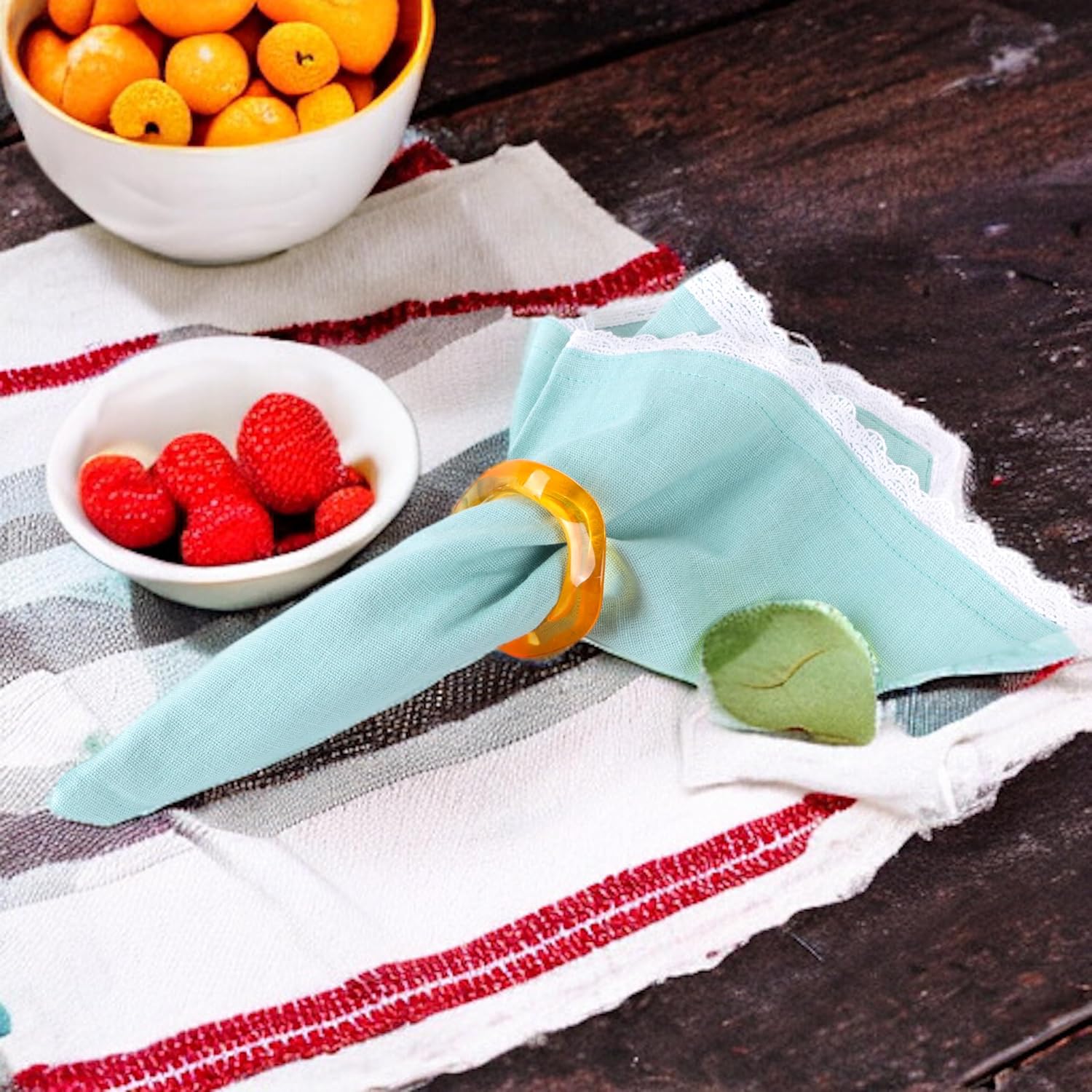 Juego de 12 servilleteros de primavera, servilleteros de color, servilleteros de resina epoxi a granel para decoración de fiestas, mesa de comedor,