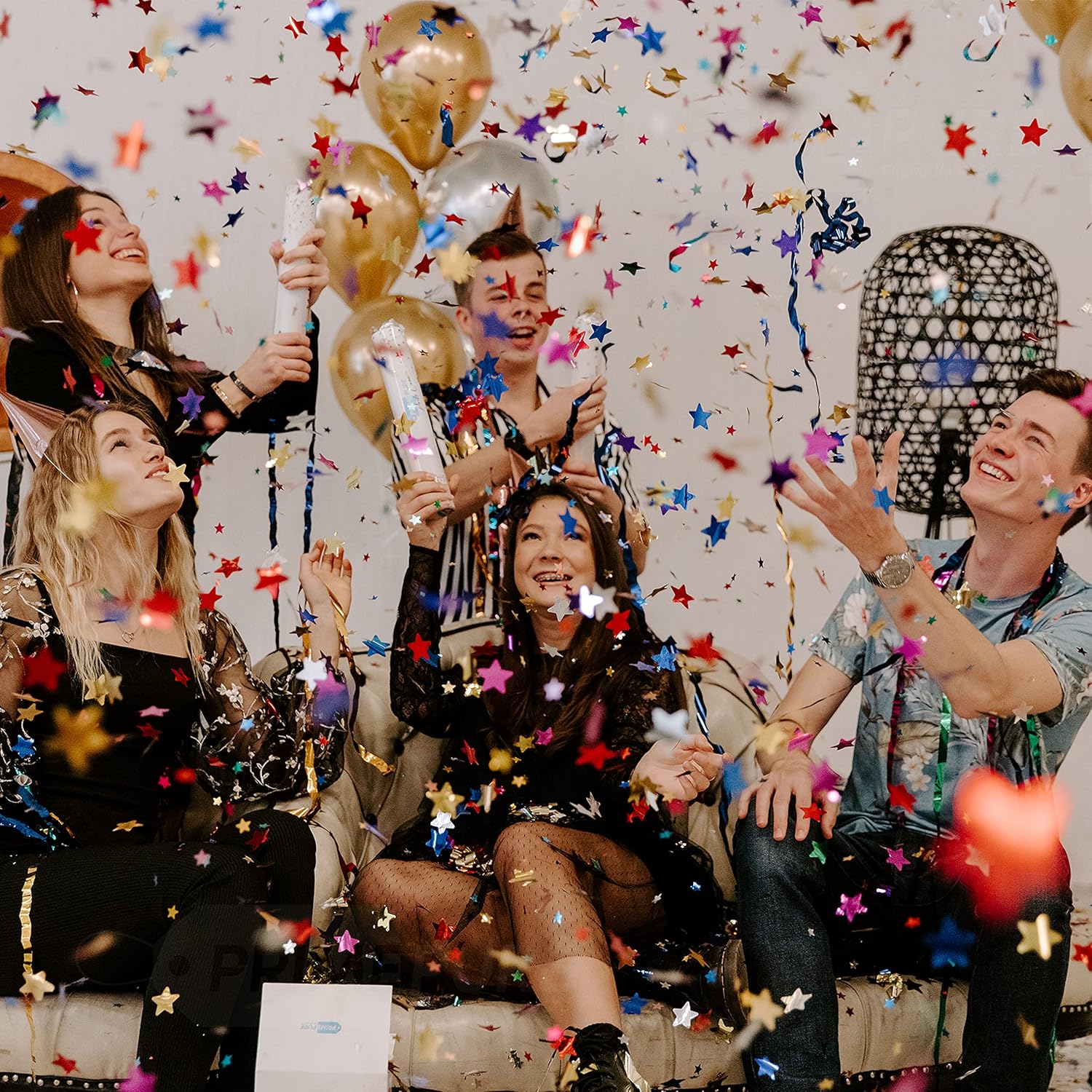 Paquete de 6 unidades de confeti multicolor  Cañón de confeti para fiestas de eventos, celebración de cumpleaños, lanzador de estrellas  Paquete de
