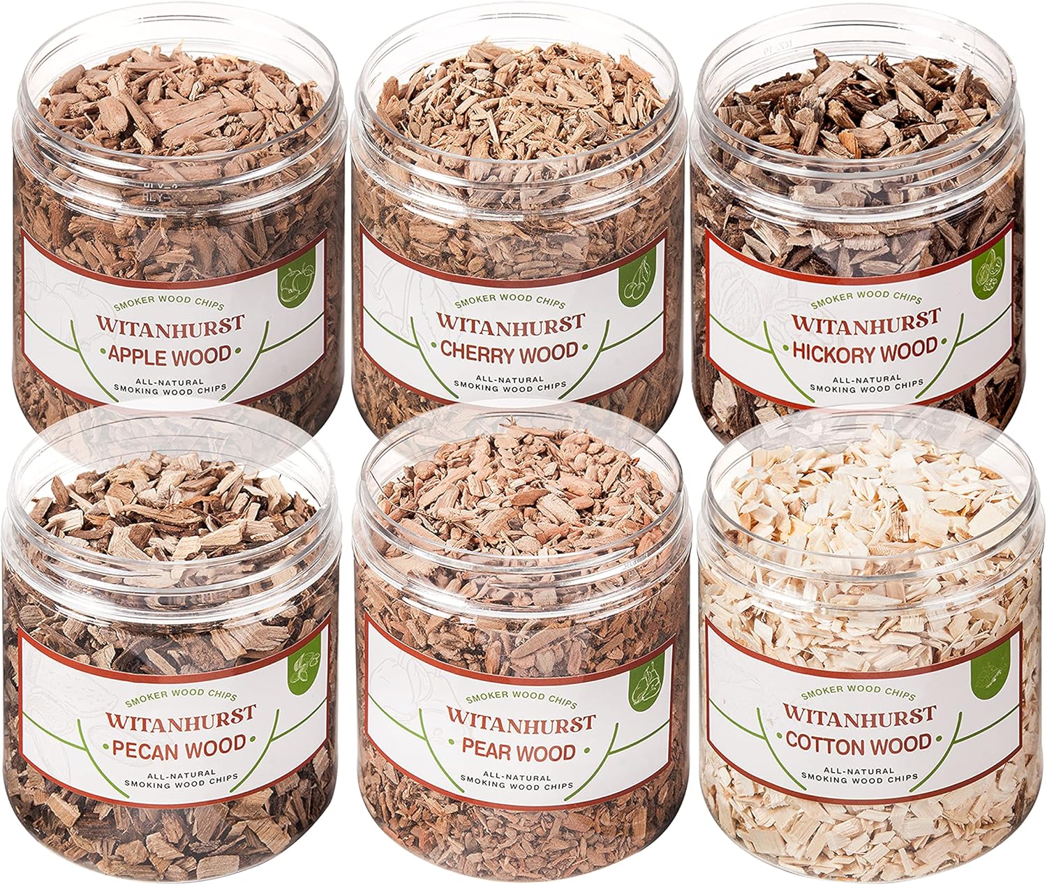 WITANHURST Chips de madera para pistola de ahumar, chips infusor de humo para caja de ahumador, ahumador de cóctel, paquete variado de 6 piezas,