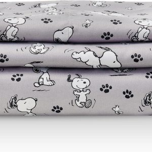 Berkshire Blanket Peanuts – Juego de sábanas para niños, tamaño individual, 3 piezas, Peanuts Mini Poses and Paws Grey, lindo personaje Snoopy Berkshire Blanket Peanuts – Juego de sábanas para niños, tamaño individual, 3 piezas, Peanuts Mini Poses and Paws Grey, lindo personaje Snoopy