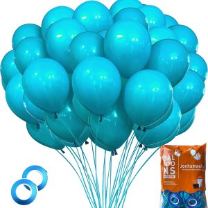 Jonhamwelbor Paquete de 100 globos de látex turquesa y verde azulado de 12 pulgadas para cumpleaños, compromiso, baby shower, fiesta, decoración de Jonhamwelbor Paquete de 100 globos de látex turquesa y verde azulado de 12 pulgadas para cumpleaños, compromiso, baby shower, fiesta, decoración de
