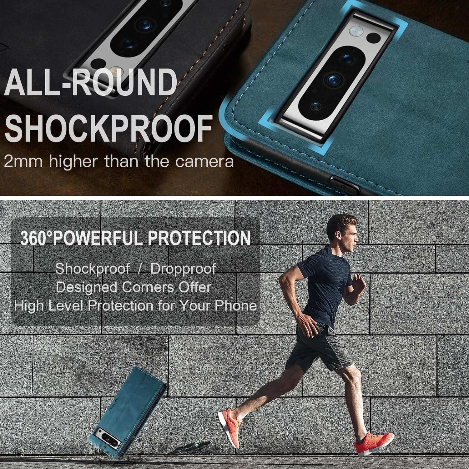 Funda tipo cartera para Google Pixel 8 Pro 5G, a prueba de golpes, con ranuras para tarjetas, soporte invisible para Google Pixel 8 Pro 5G (2023)
