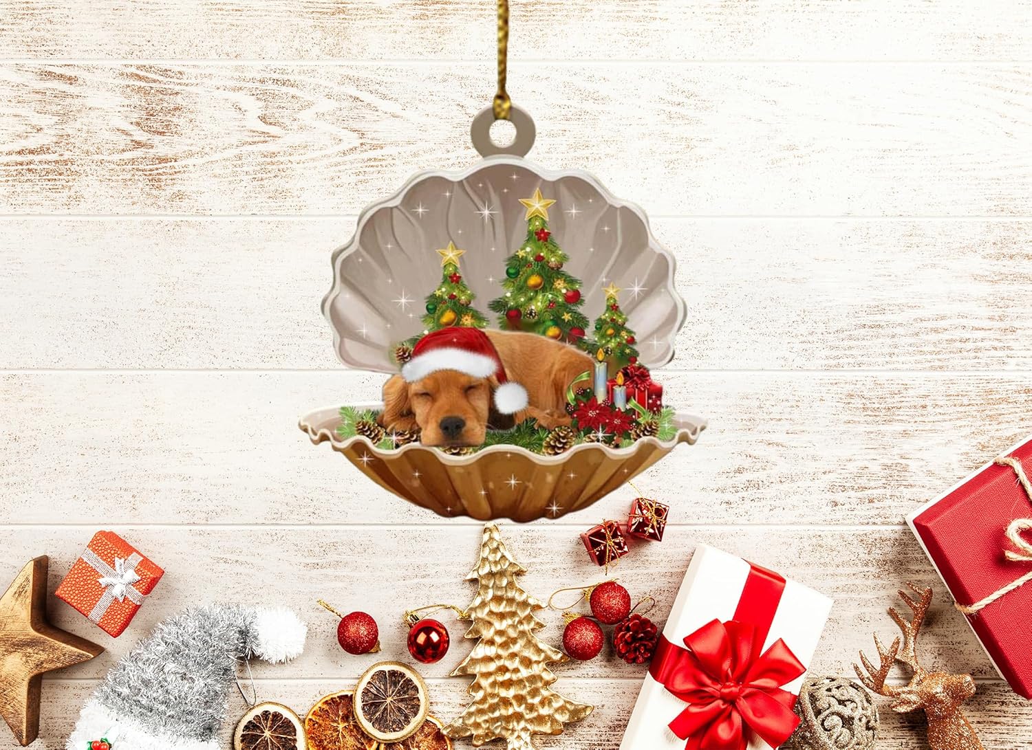 Adornos de perro para árbol de Navidad, lindas decoraciones de imagen de perro, regalos conmemorativos para mascotas para Navidad, divertidos