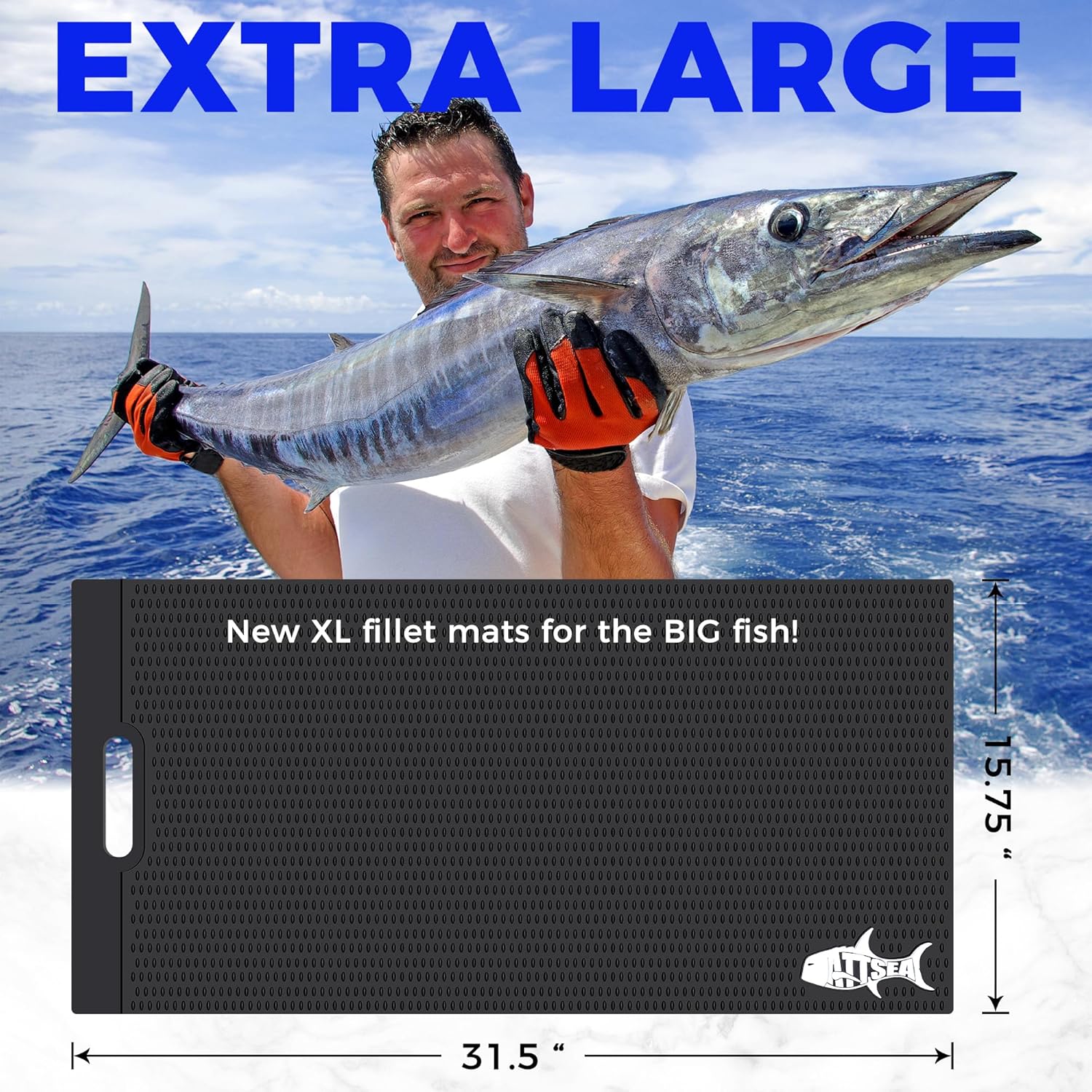 Alfombrilla antideslizante para filetes de pescado, tamaño XL, 31.5 x 15.75 pulgadas y tamaño regular 23.5 x 15.75 pulgadas para el escalador de