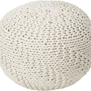 GDFStudio Haley – Puf moderno tejido de tela hecho a mano, color marfil GDFStudio Haley – Puf moderno tejido de tela hecho a mano, color marfil