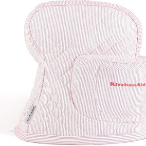 KitchenAid Funda para batidora con soporte de rayas inclinables y bolsillo de almacenamiento, acolchada 100% algodón, 14.4 x 18 x 10 pulgadas, rosa KitchenAid Funda para batidora con soporte de rayas inclinables y bolsillo de almacenamiento, acolchada 100% algodón, 14.4 x 18 x 10 pulgadas, rosa