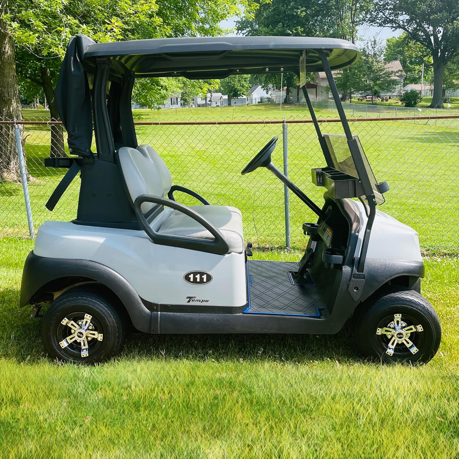 Huskey Parts Company Carro de golf 8″ Cubiertas de rueda Tapas de buje Cromo Negro EZGO Club Car Yamaha Llantas Stock