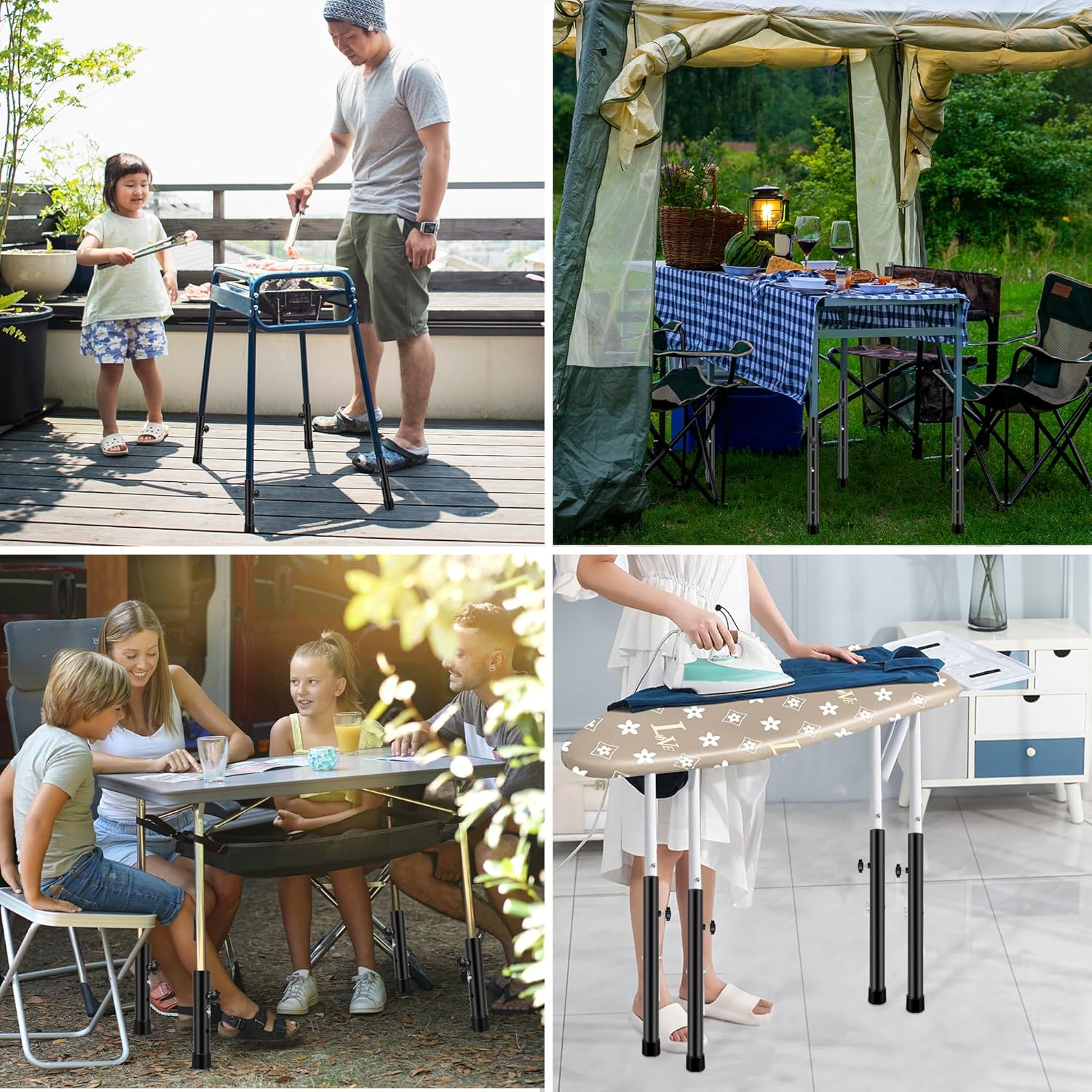 Laowu Extensores de patas de mesa para mesas plegables, extensiones de patas de mesa plegables para patas rectas y dobladas, elevadores de patas de