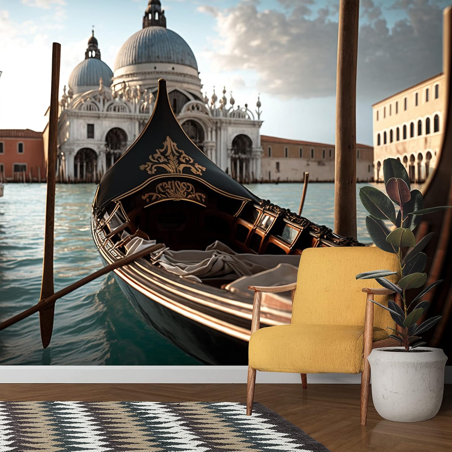 Papel tapiz con vista de góndola del canal de Venecia de Italia, arte mural de pared grande para dormitorio, oficina y sala de estar, papel adhesivo
