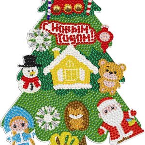 LUSandy Kit de adornos de pintura de diamantes de Navidad 5D, diamantes de imitación de cristal con forma especial de madera, lindo árbol de LUSandy Kit de adornos de pintura de diamantes de Navidad 5D, diamantes de imitación de cristal con forma especial de madera, lindo árbol de