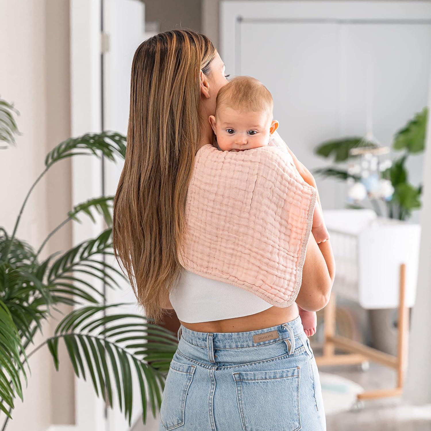 Comfy Cubs Paños de muselina grandes 100% algodón para bebés, artículos esenciales para bebés, 6 capas extra absorbentes y suaves, trapos para niños