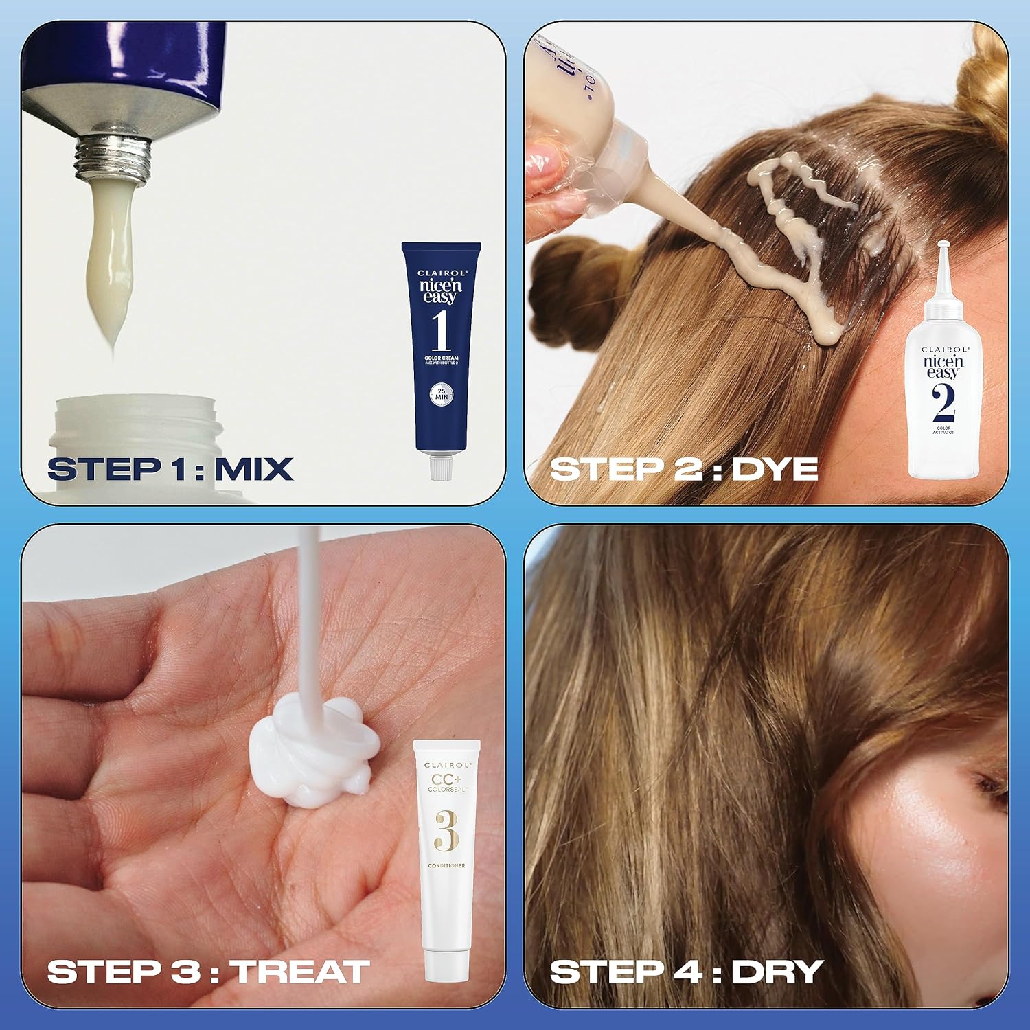 Clairol – Tinte permanente Nice’n Easy para el cabello, color castaño claro 6.5, paquete de 3 unidades