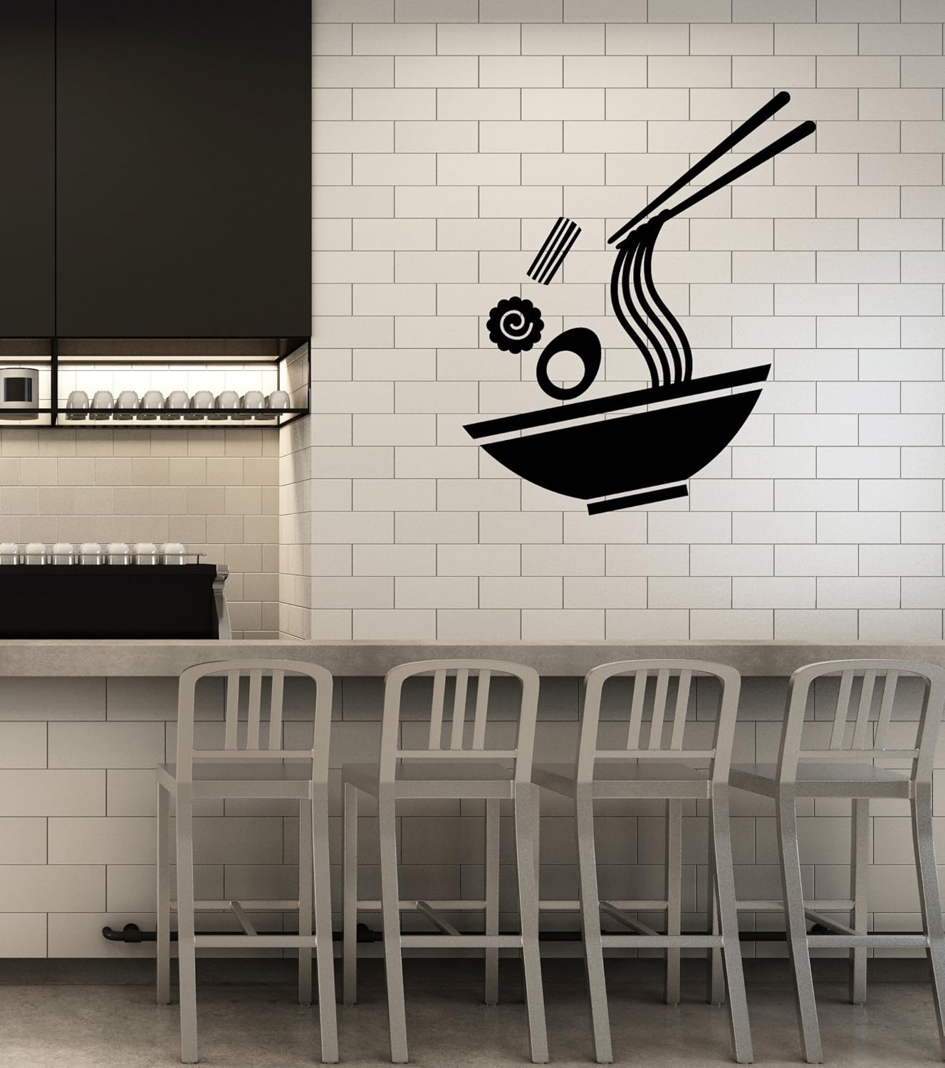 Vinilo adhesivo de pared comida asiática fideos japoneses sushi bar restaurante pegatinas mural decoración grande (ig5427)