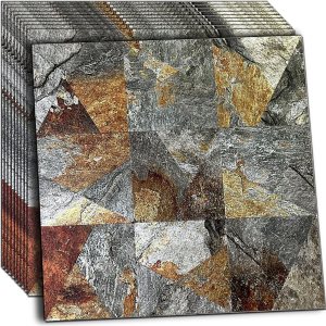 XUANINY 10 hojas de azulejos de metal para salpicaduras de pared, autoadhesivo, triangular, de aluminio, mosaico de aluminio, adhesivo de pared 3D XUANINY 10 hojas de azulejos de metal para salpicaduras de pared, autoadhesivo, triangular, de aluminio, mosaico de aluminio, adhesivo de pared 3D